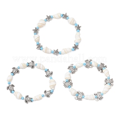 3 bracelet extensible en coquillage naturel et perles en alliage sur le thème de l'océan pour hommes et femmes&nbsp;BJEW-JB12387