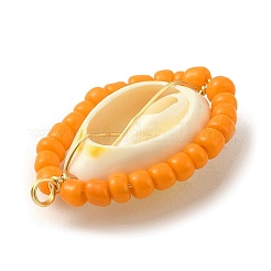 Pendenti con conchiglia avvolti in filo di rame con perline di vetro da 5 pz 5 colori&nbsp;PALLOY-TA00082