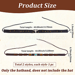2 fascia per cappello in 2 stili in pelle PU e poliestere&nbsp;AJEW-GF0013-67