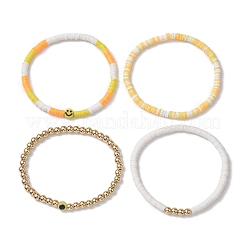Ensemble de bracelets extensibles en argile polymère et perles en plastique&nbsp;BJEW-JB10226