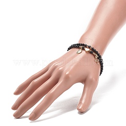 2pcs 2 style pierres précieuses naturelles et lampwork mauvais œil perlé ensemble de bracelets extensibles&nbsp;BJEW-JB09030