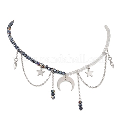 Colliers pendentifs en acier inoxydable 304 à double corne en forme d'étoile&nbsp;NJEW-TA00246