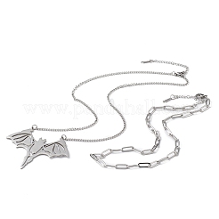 Set di collane con ciondolo a forma di pipistrello in acciaio inossidabile 304 anti-ossidazione&nbsp;NJEW-E092-01P