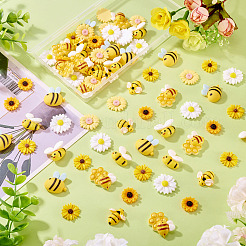 80 Stück 8 Stile Harz Cabochons Bienen & Blume&nbsp;RESI-TA0004-24
