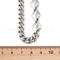 Halsketten aus kubanischem Gliedergerüst und rautenförmigen Gliederketten aus Edelstahl 304 für Damen und Herren&nbsp;NJEW-G186-01P-02