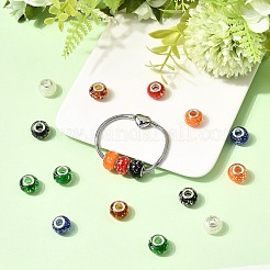 In den dunklen handgemachten leuchtenden Stil lampwork großes Loch europäischen Perlen leuchten&nbsp;LPDL-R007-02