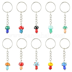 10 llavero con colgante de hongo de lampwork&nbsp;KEYC-FS00021