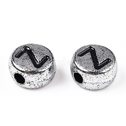 Perles de lettre à trou horizontal en acrylique plaqué&nbsp;PACR-Q099-M03-S