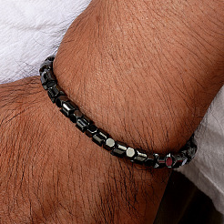 Braccialetti elastici in perline di ematite magnetica sintetica per uomo e donna&nbsp;ZU4423