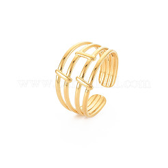 Bague ouverte à 4 ligne en acier inoxydable 304 avec placage ionique (IP) pour femme&nbsp;RJEW-S405-158G