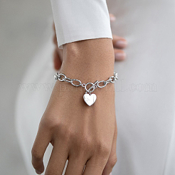Set di eleganti gioielli con collana e bracciale a forma di cuore in argento sterling placcato oro S925&nbsp;MD3868-3