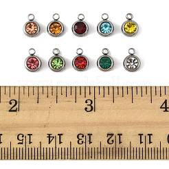 20 Stück 10 Farben 201 Edelstahl Strass Charms&nbsp;STAS-FS0002-05