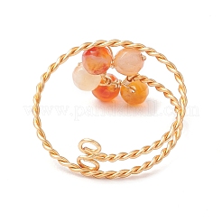 Blume natürliche Karneol verstellbare Ringe&nbsp;RJEW-TA00126-01