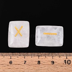 25 Stück rechteckige Runensteine aus natürlichem Quarzkristall mit eingraviertem Elder-Futhark-Alphabet&nbsp;G-T142-38