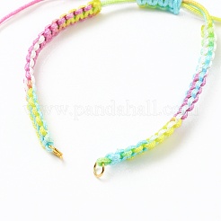 Fabricación de pulseras de cuentas trenzadas con hilo de poliéster teñido en segmento ajustable&nbsp;AJEW-JB00790-03