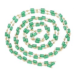 Facettiertes quaderförmiges Glas und runde Perlenketten&nbsp;CHC-G018-02KCG