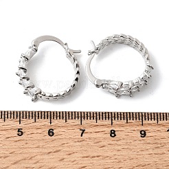 Blattförmige Messing-Creolen mit Mikropavé und Zirkonia&nbsp;EJEW-P333-03P