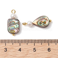 Anhänger aus natürlicher Paua-Muschel und runder weißer Muschelperle&nbsp;PALLOY-JF05230