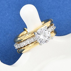 Messing-Fingerringe mit Mikropavé und Zirkonia für Damen&nbsp;RJEW-P160-01C-G01