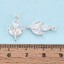 Messing Pavé klare Zirkonia Blatt Glieder Verbinder Charms&nbsp;KK-D024-08S