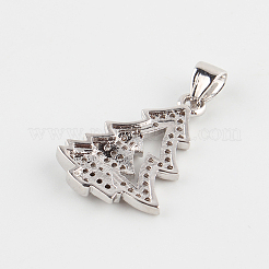 Filigrana navidad latón árbol micro allanar colgantes Circonita&nbsp;ZIRC-P002-15
