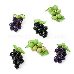 6 Stück 3 Stile natürlicher schwarzer Onyx (gefärbt und erhitzt) & natürlicher Amethyst & synthetischer Imperialjaspis&nbsp;PALLOY-TA00335