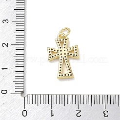 Ciondoli in ottone con micro pavé di zirconi cubici trasparenti&nbsp;KK-T085-18F-G