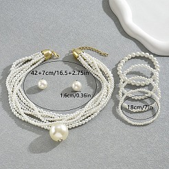 Collana con ciondolo di perline rotonde multistrato in perle sintetiche di plastica&nbsp;FS-WG48E7A-01
