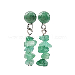 Boucles d'oreilles dormeuses en aventurine vert naturel&nbsp;EJEW-JE06371-02