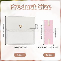 6 sac de rangement carré en cuir PU pour bijoux avec bouton en fer&nbsp;ABAG-OC0001-18A