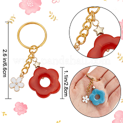 8 pièces 8 couleurs fleur acrylique et alliage émail porte-clés à breloque&nbsp;KEYC-PH01511