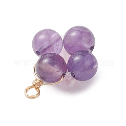4 Stück 4 Stile natürlicher Amethyst & Tigerauge & Lapislazuli & Karneol Kupferdraht gewickelte Anhänger&nbsp;PALLOY-TA00356