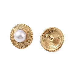 Ionenplattierung (IP) 304 Edelstahl mit ABS-Imitationsperlen-Ohrstecker für Frauen&nbsp;EJEW-N055-06G