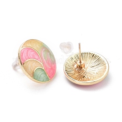 Aretes redondos planos con esmalte&nbsp;EJEW-F277-03LG