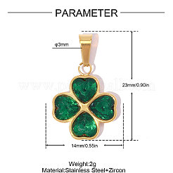 Ciondoli in acciaio inossidabile 304 con pavé di zirconi cubici verdi.&nbsp;CU-OY001-33G-01