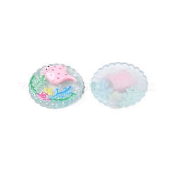 Cabochons ronds plats en résine sur le thème de l'océan&nbsp;CRES-T025-02A