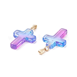 Pendenti in vetro trasparente bicolore&nbsp;LS-GLAA-A004-02F