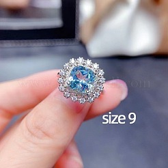 Quadratische Legierung Strass Anhänger Halskette & Ohrstecker & Fingerring Sets&nbsp;WG30FCB-01
