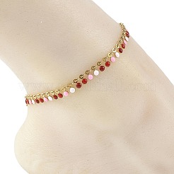 Cavigliere da donna in acciaio inossidabile 304 smaltato con nappine piatte e rotonde.&nbsp;AJEW-AN00871