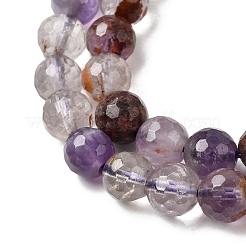 Fili di perline rotonde di quarzo lodolite viola naturale e quarzo fantasma viola&nbsp;G-Z127-B01-6mm