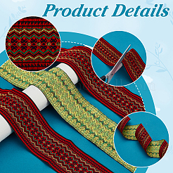 4.8~5 Yards breites Polyester-Jacquardband im Ethno-Stil mit Elefanten-/Kreuz-/Rhombusmotiv&nbsp;OCOR-PH0004-35B