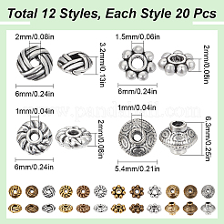Perline distanziatrici in lega di stile tibetano 240 pz 12 stili&nbsp;TIBEB-SC0001-29