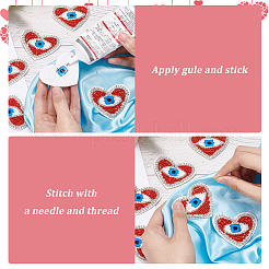 Cuore con applicazioni ricamate malocchio&nbsp;LS-DIY-WH0401-27