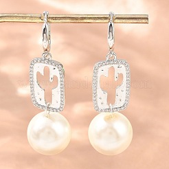 Orecchini a cerchio in ottone zirconi con micro pavé di ottone&nbsp;EJEW-G471-55P
