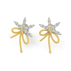 Orecchini a bottone da donna in ottone con micro pavé di zirconi cubici&nbsp;EJEW-Q391-33PG