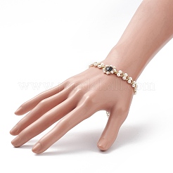 Braccialetto di perle di perle di vetro e conchiglia&nbsp;BJEW-TA00180-03