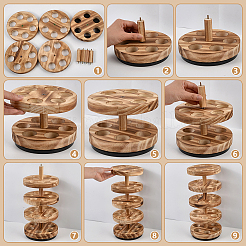 Porta huevos de madera giratorio multicapa&nbsp;AJEW-WH0077-250
