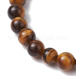Natürliches Tigerauge runde Perlen Stretch-Armbänder&nbsp;BJEW-JB11490