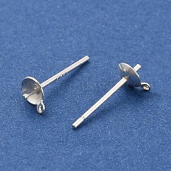 925 apprêt pour boucles d'oreilles rondes et plates en argent sterling&nbsp;STER-B010-01B-S