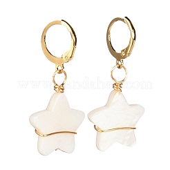 Orecchini a leva con perle di conchiglia naturale a stella per donna ragazza&nbsp;EJEW-JE04676